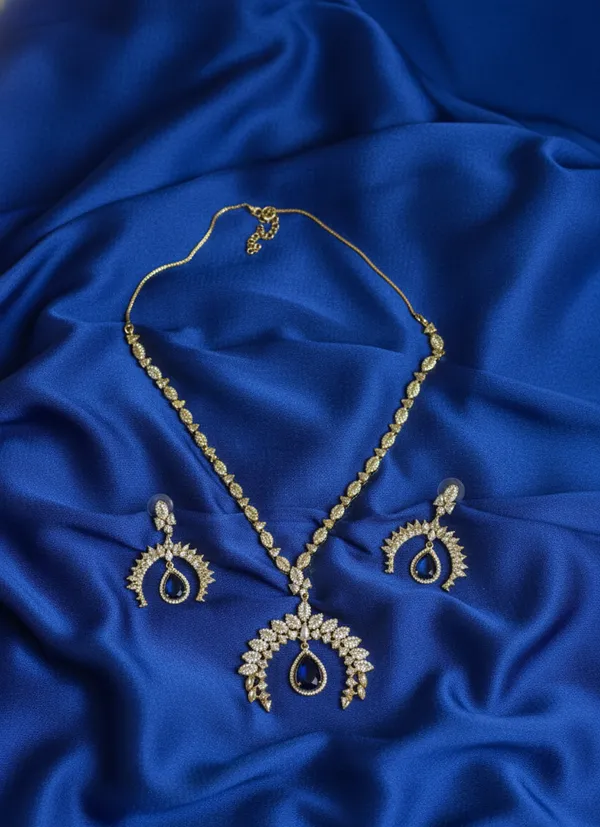 Blue_Brass_Necklace_Set_For_Women